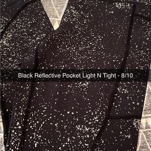ZYIA Black Reflective Pocket Light N Tight Hi Rise 7/8 24” length. Size 8/10